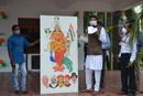 Shri.Nachiketa Rout, unveiling the Painting of Bharat Matha, depicting with National Symbols, National Leaders, National Flag, National Emblem, National Fruit, National Bird, National Animal, and National Tree 